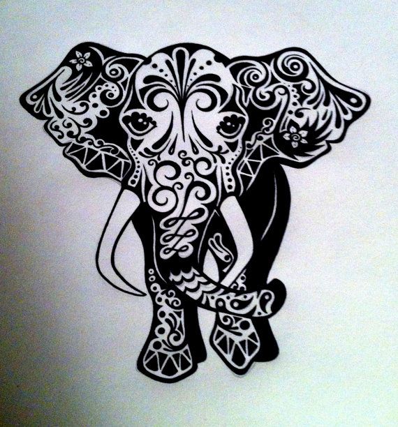 Custom Elephant Ink Drawing Black  White | The Ink I Love | Clipart library