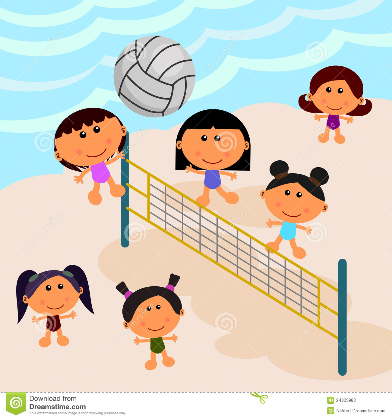 Cartoon Volleyball Game