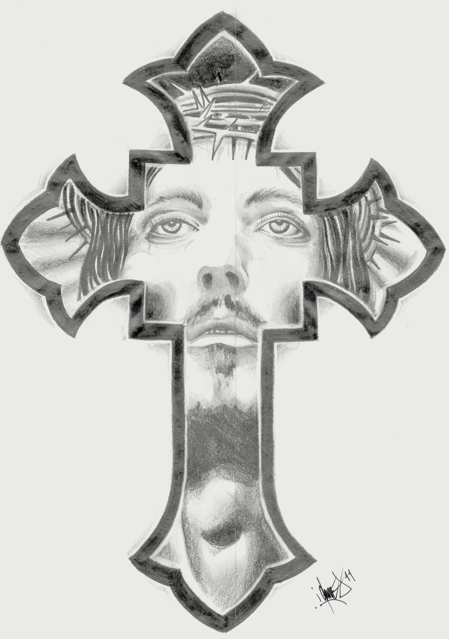 Христианский крест эскиз