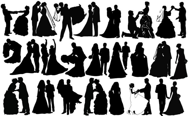 Creative wedding couple silhouette ? vector graphics | My Free 
