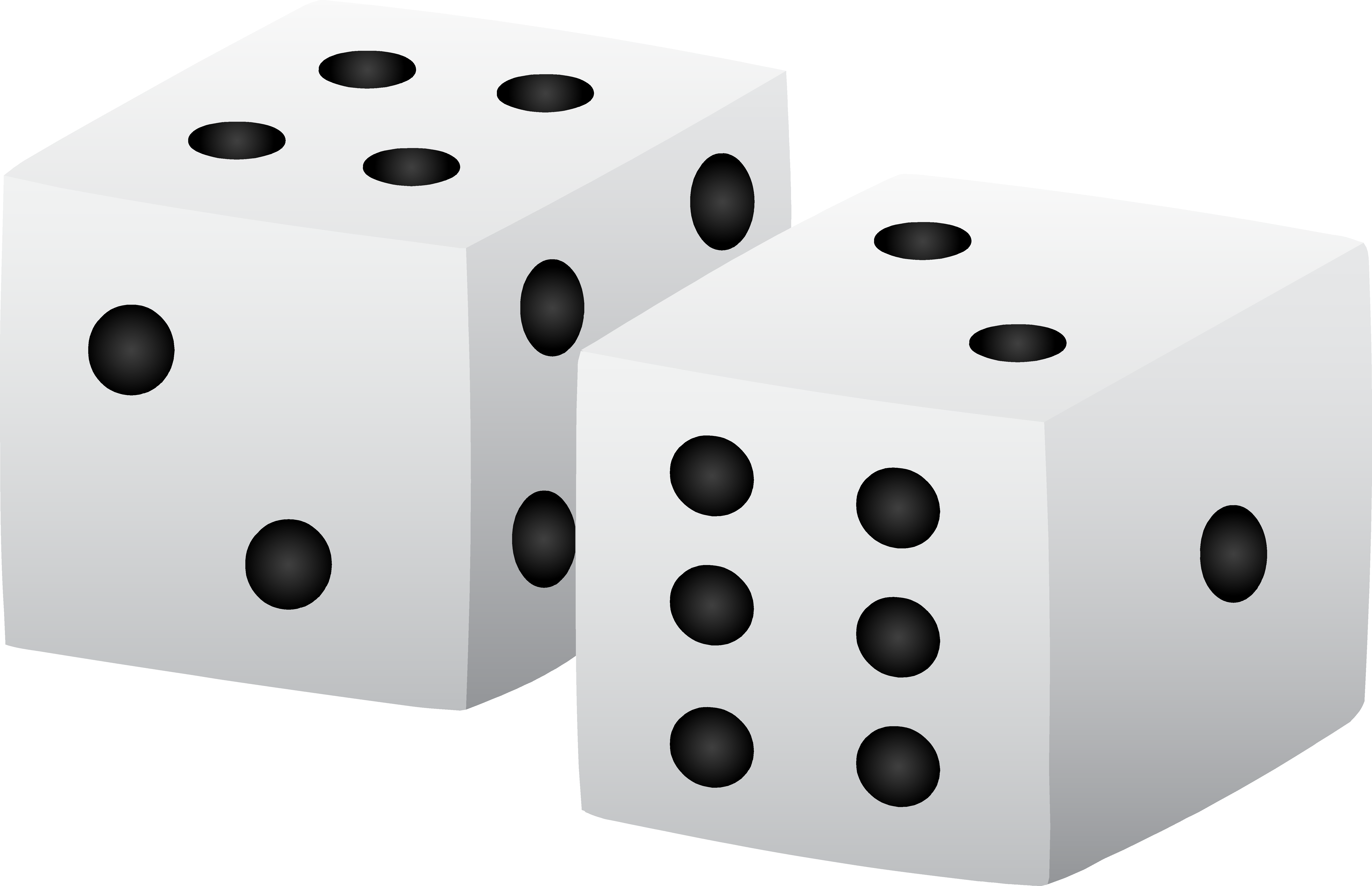 Black and White Playing Dice - Free Clip Art