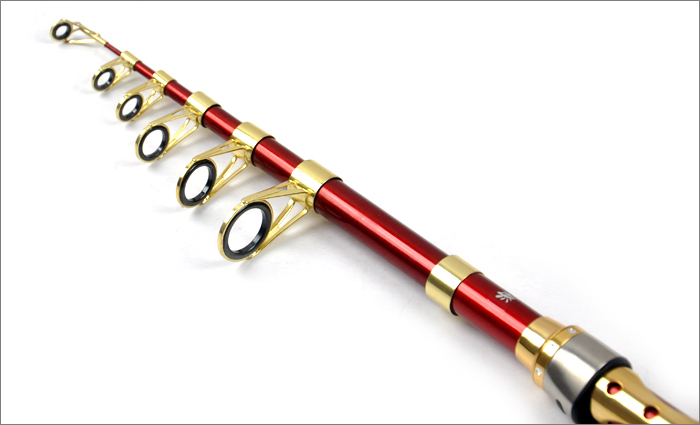 Premium Telescopic Fishing Rod - Red & Gold Design for Anglers