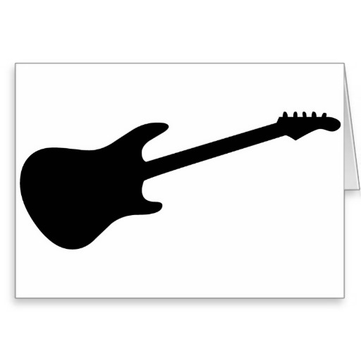 Black  White Electric Guitar Silhouette Greeting Card | Zazzle