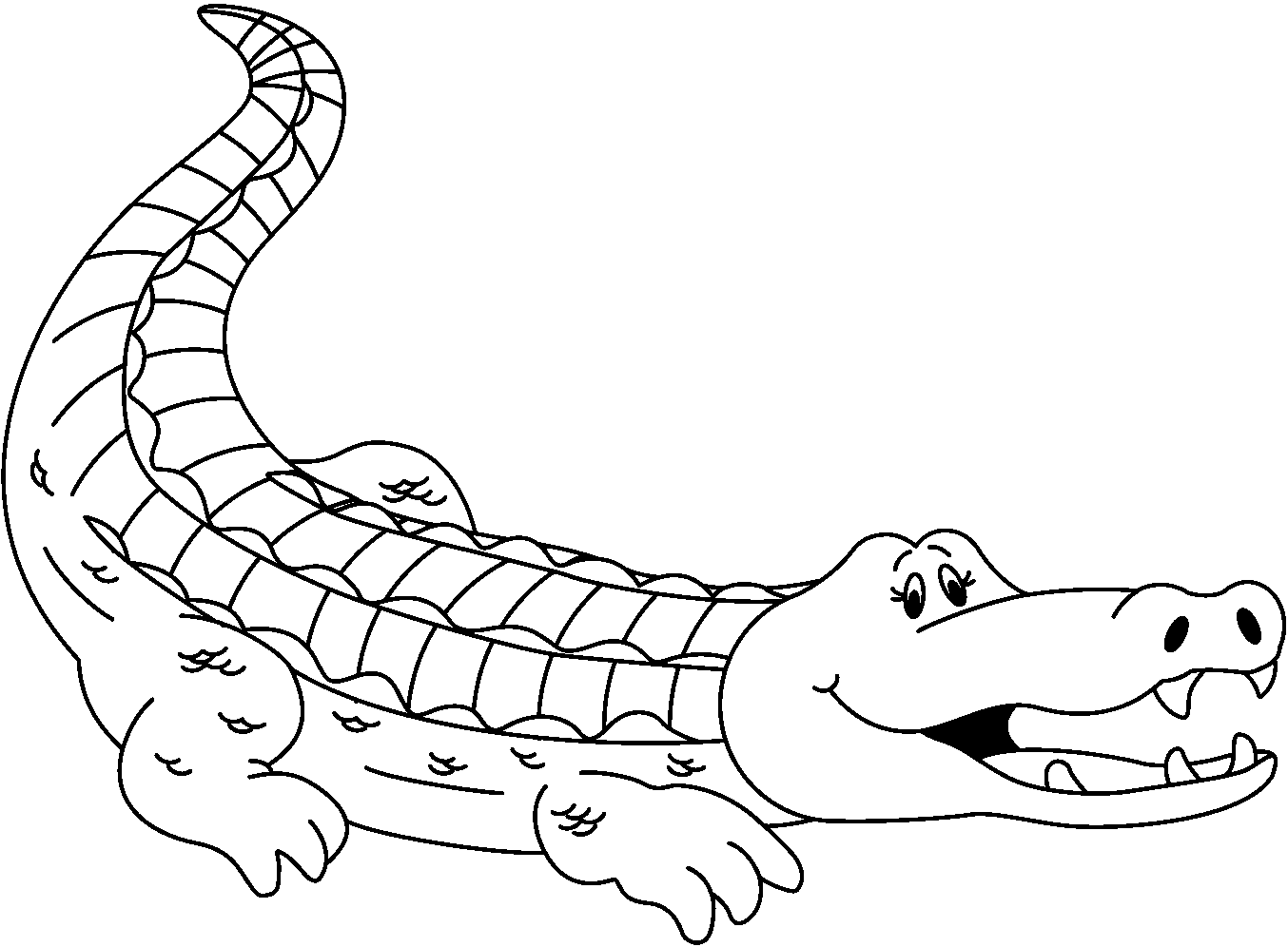 balck and white standing alligator clip art