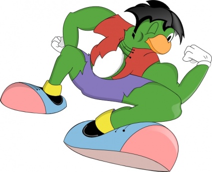 Speedy Duck Cartoon Character in Action Pose - Free Vector Illustration