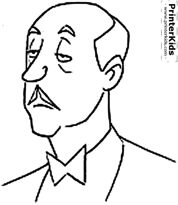 Printable Cartoon Man with Bow Tie - Coloring Page for Kids