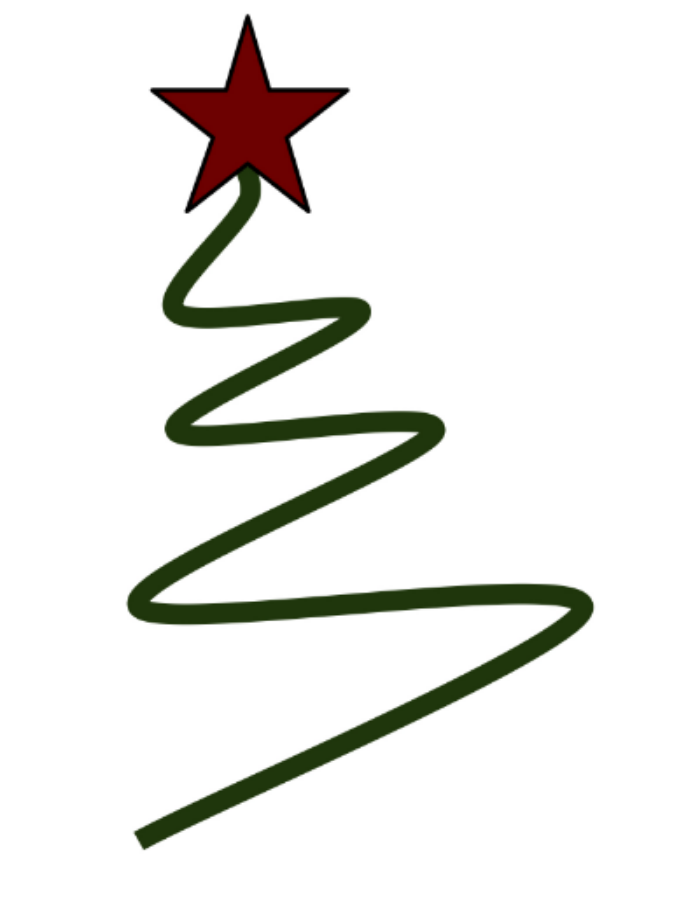 Minimalist Christmas Tree Illustration with Red Star