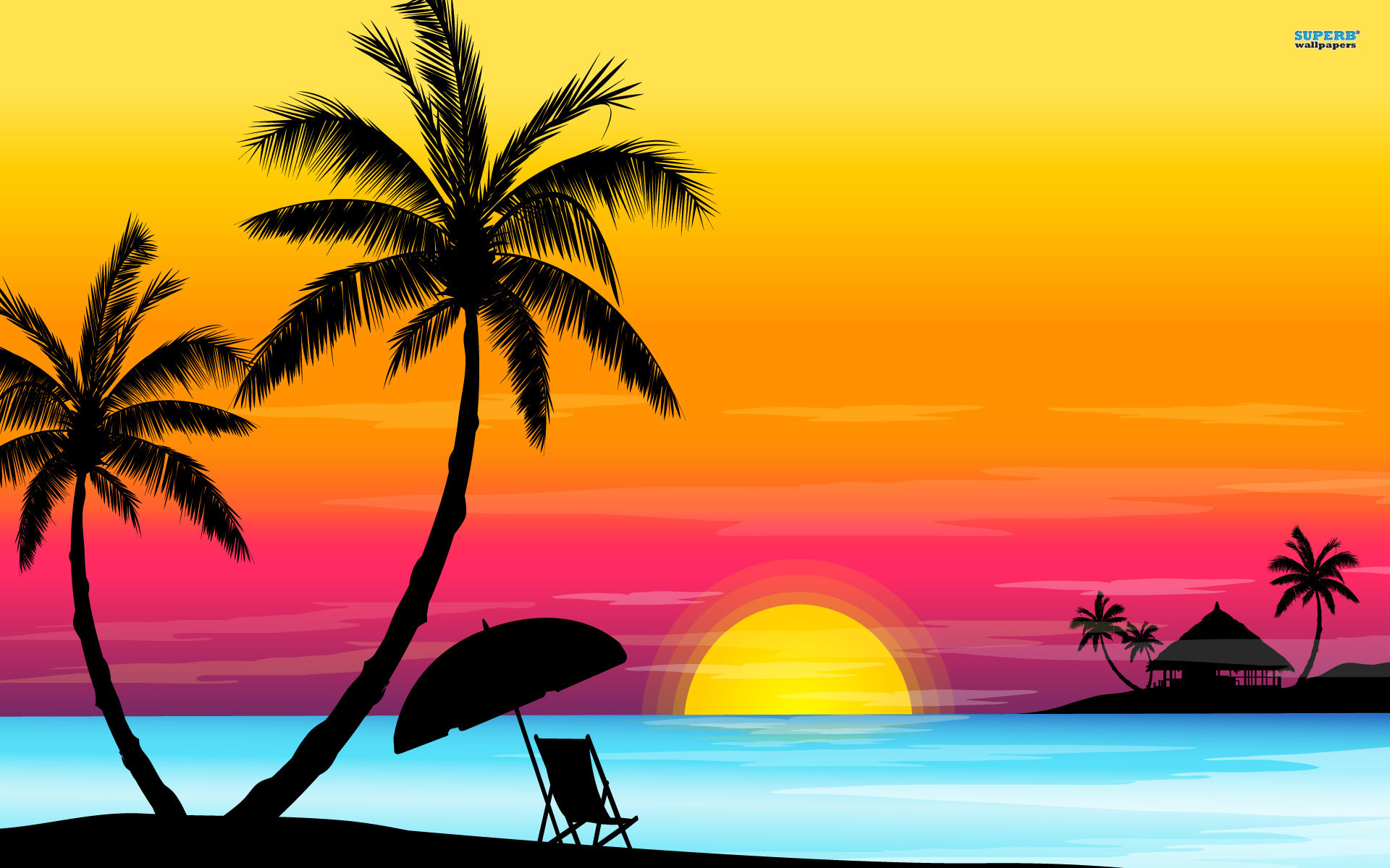 beach sunset background clipart - Clip Art Library