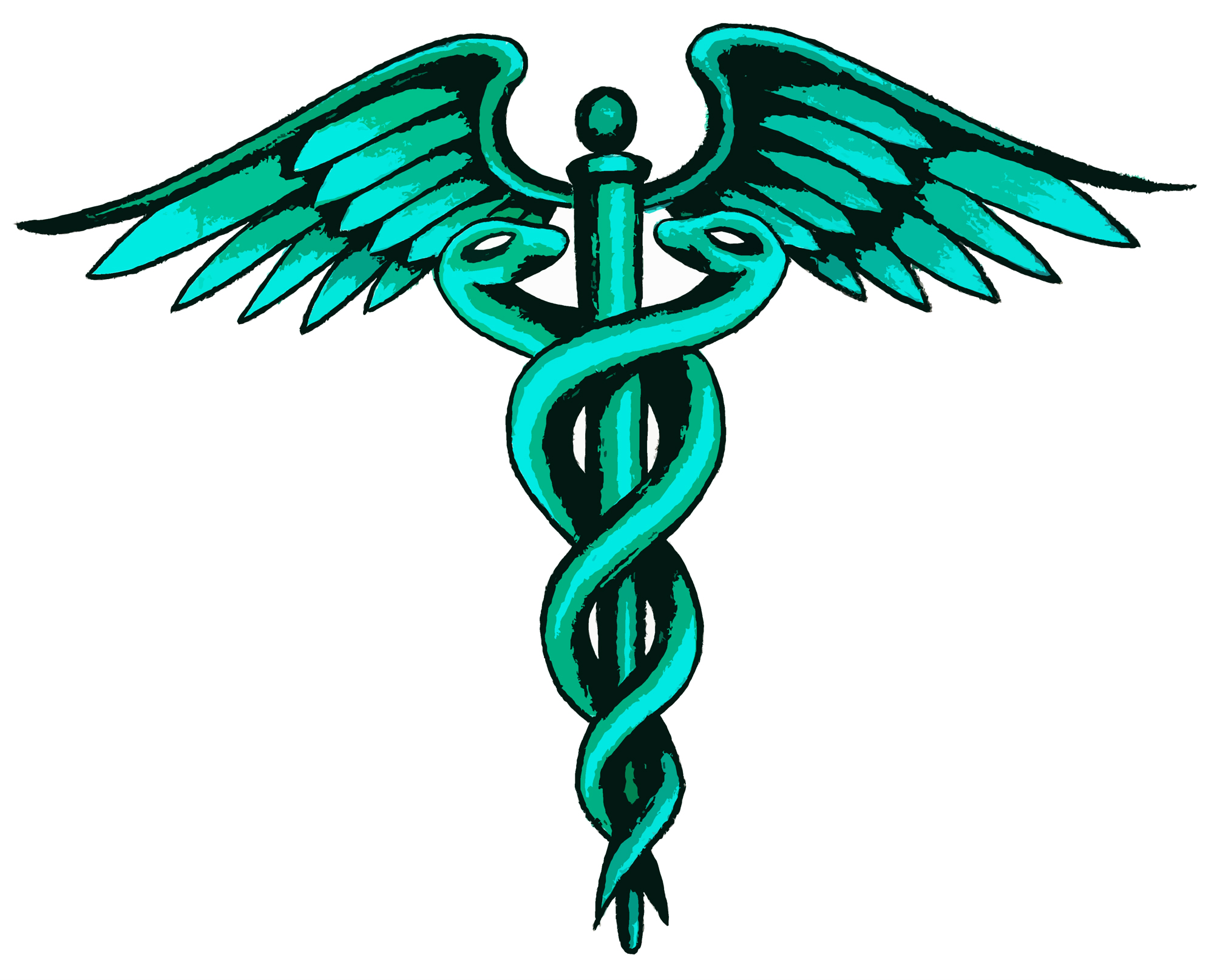 Cadeus Medical medecine pharmacy doctor acient symbol of the science  Vector hand drawn black linear tho snakes with wings sword background  Greek vintage culture hospital element Tattoo draw design Stockvektor   Adobe