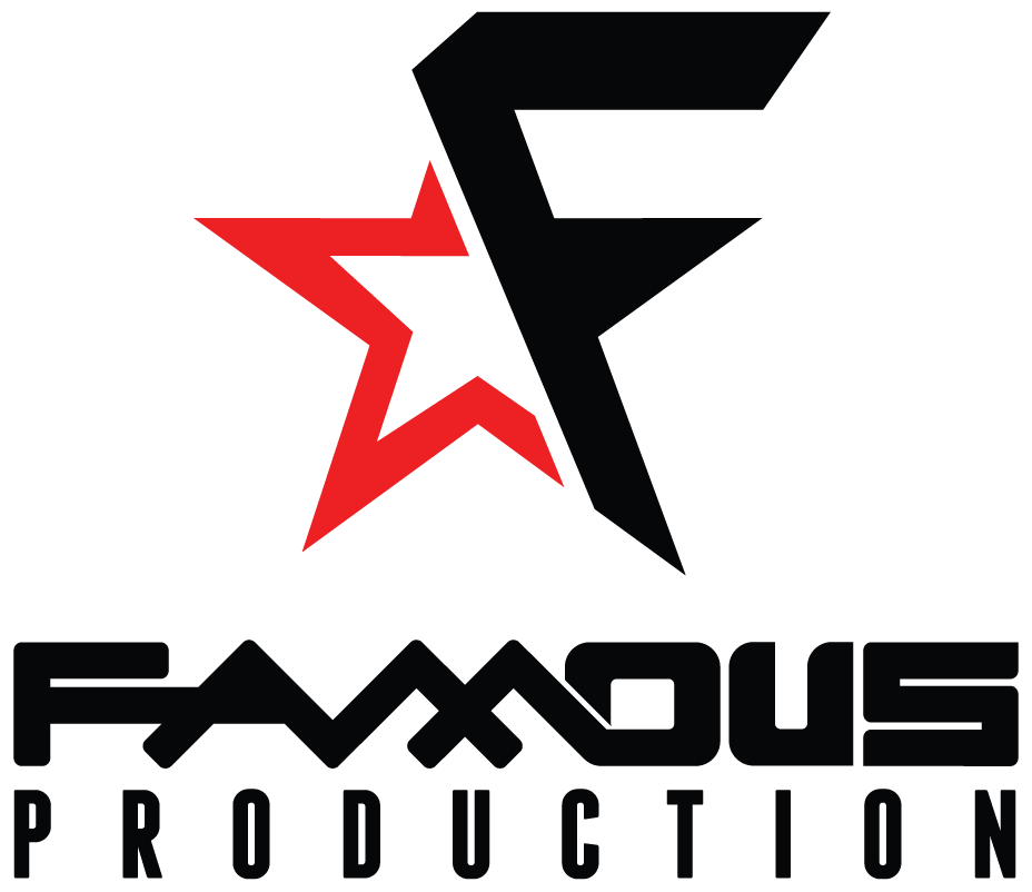 Famous Production logo featuring a bold red star over black geometric shapes and stylized text.