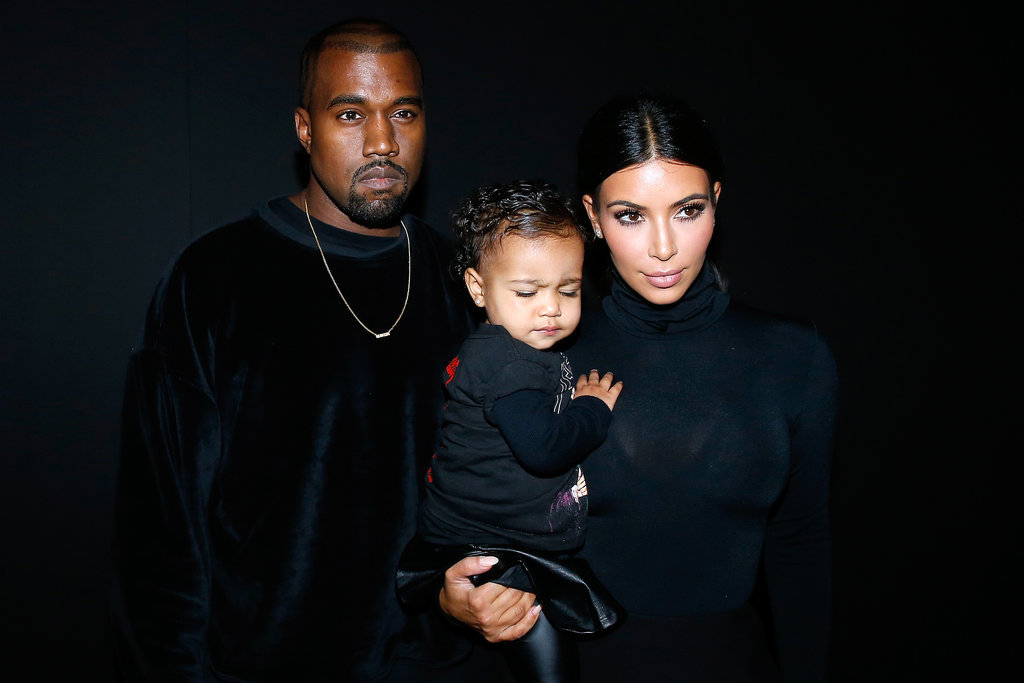 Kim Kardashian, Kanye West, and North West Family Portrait