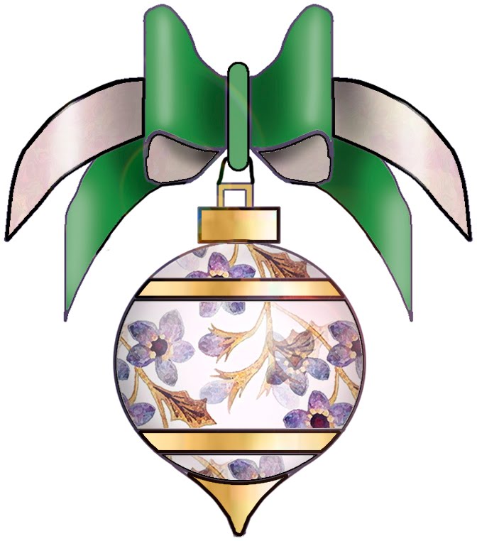ArtbyJean - Purple Wood Roses: Christmas Baubles Clip Art from set 