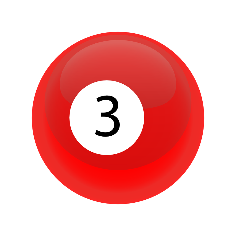 Red Number 3 Billiard Ball - High-Quality PNG Icon