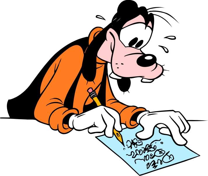 cartoon man writing letter