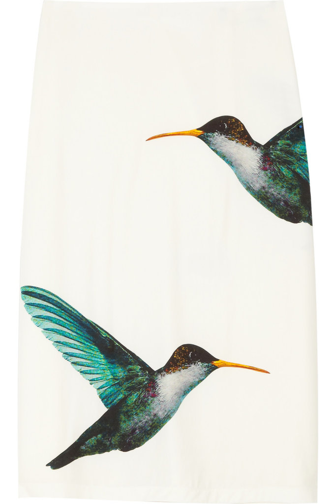 Hummingbird Print Skirt - Elegant Nature-Inspired Fashion