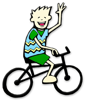 Joyful Boy Riding Bike - Fun Illustration for Kids’ Content