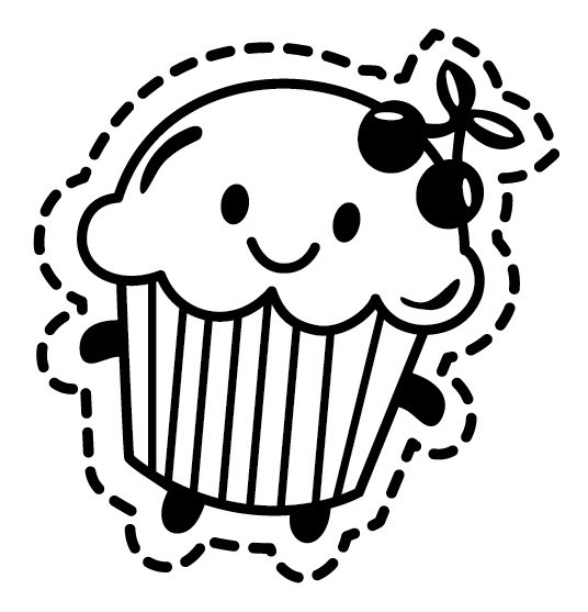 Outline Cute Chocolate Cup Cake Graphic by griffin shop · Creative Fabrica