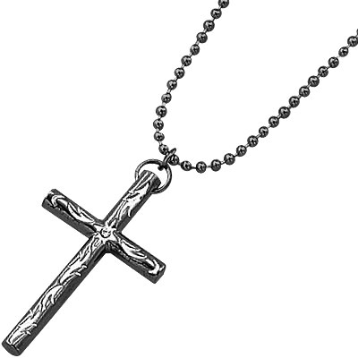 Grey Ink Cross Rosary Necklace Tattoo For Girls