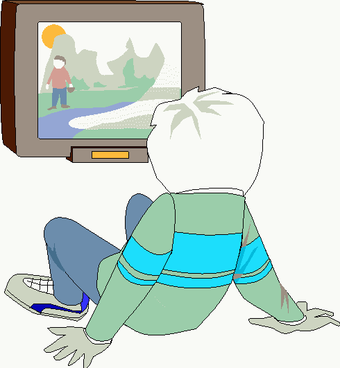boy watching tv cartoon