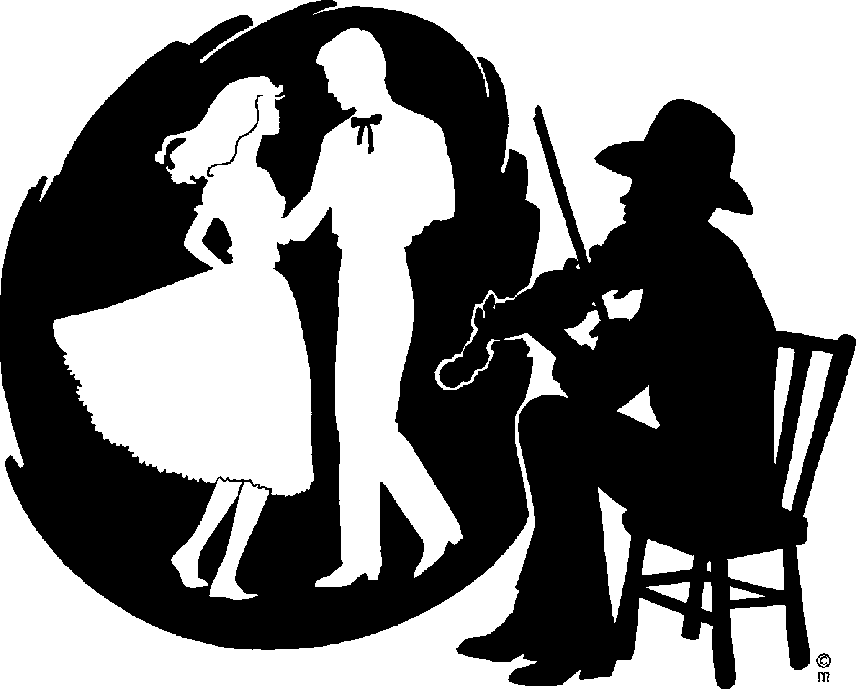 Vintage Country Dance Silhouette - Fiddler and Dancing Couple