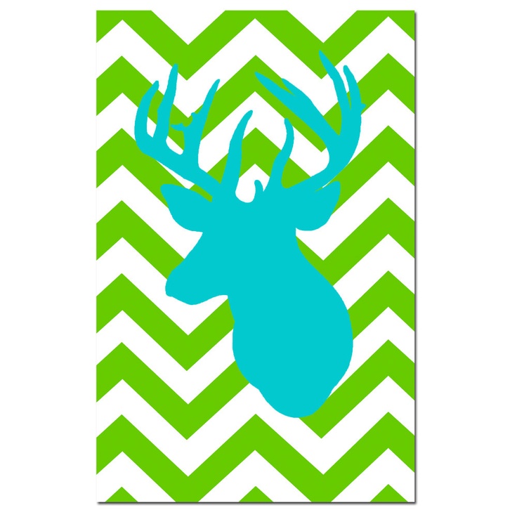 Modern Deer Silhouette Art Print - Chevron Pattern Wall Decor