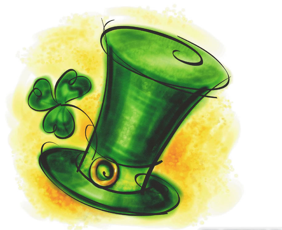 St. Patrick’s Day Green Top Hat with Shamrock - Festive Illustration