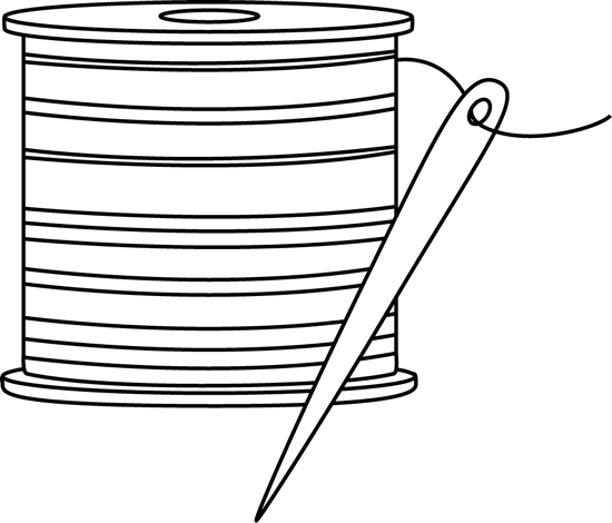 Black and White Needle and Thread Clip Art - Black and White 