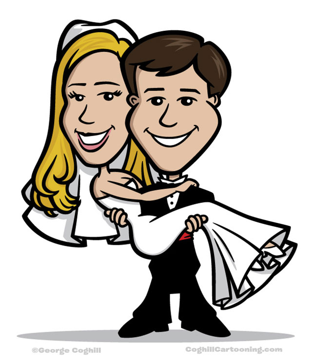 funny cartoon bride and groom
