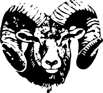 Ram head mascot vinyl decal. Customized Online. 2580