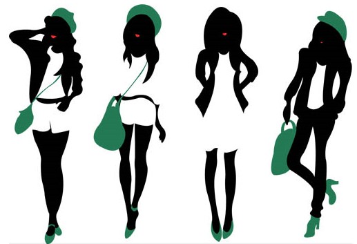 Young Girls Silhouettes vector Silhouettes vector free download