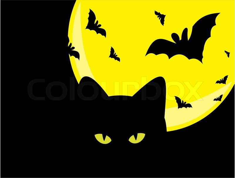 Spooky Halloween Background With Witch Silhouette And Scary Pump 