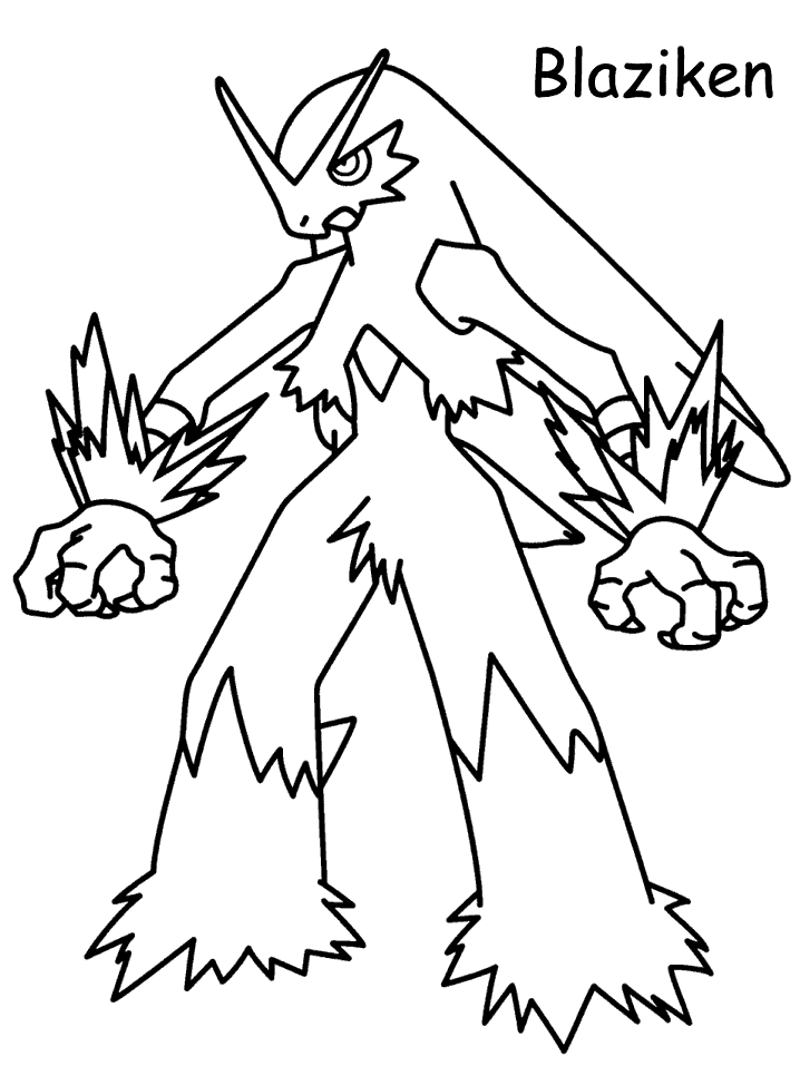 Blaziken Coloring Page - Free Printable Pokémon Line Art