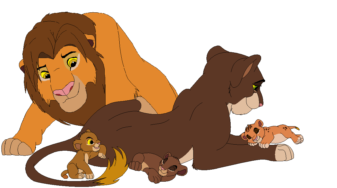The Lion King Family Scene - Simba, Nala, and Their Cubs