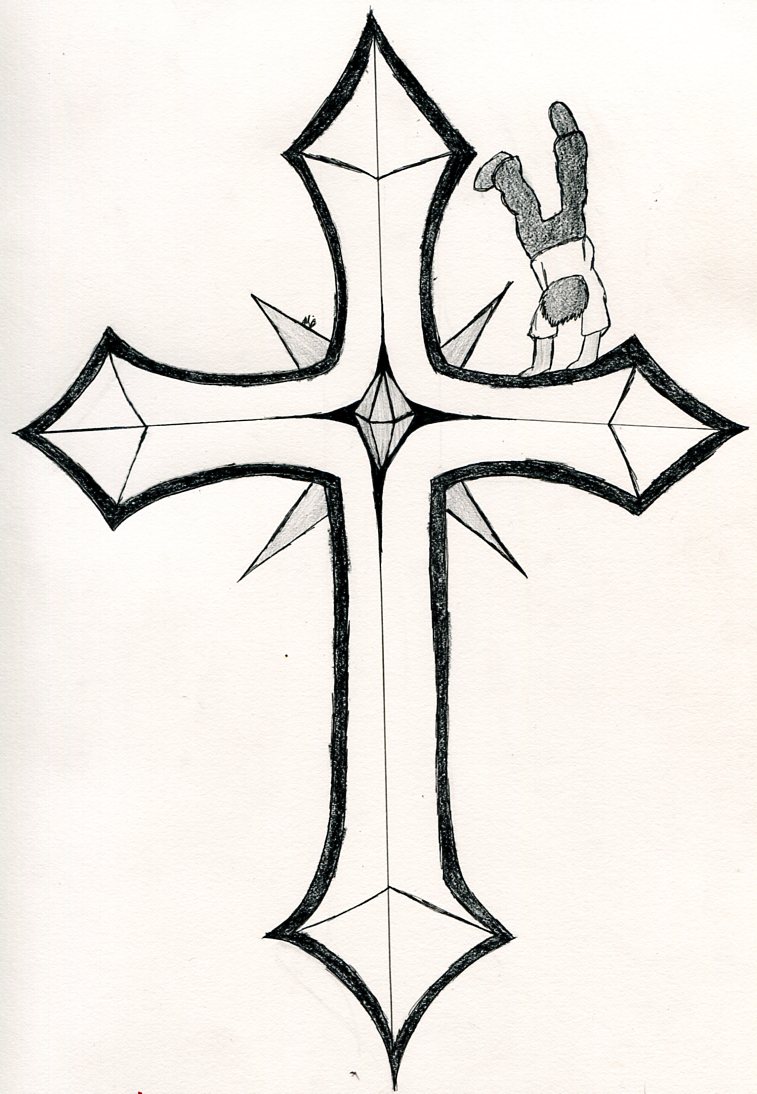 Drawing a Cross with Heart Combined  Tribal Tattoo Design Style  YouTube