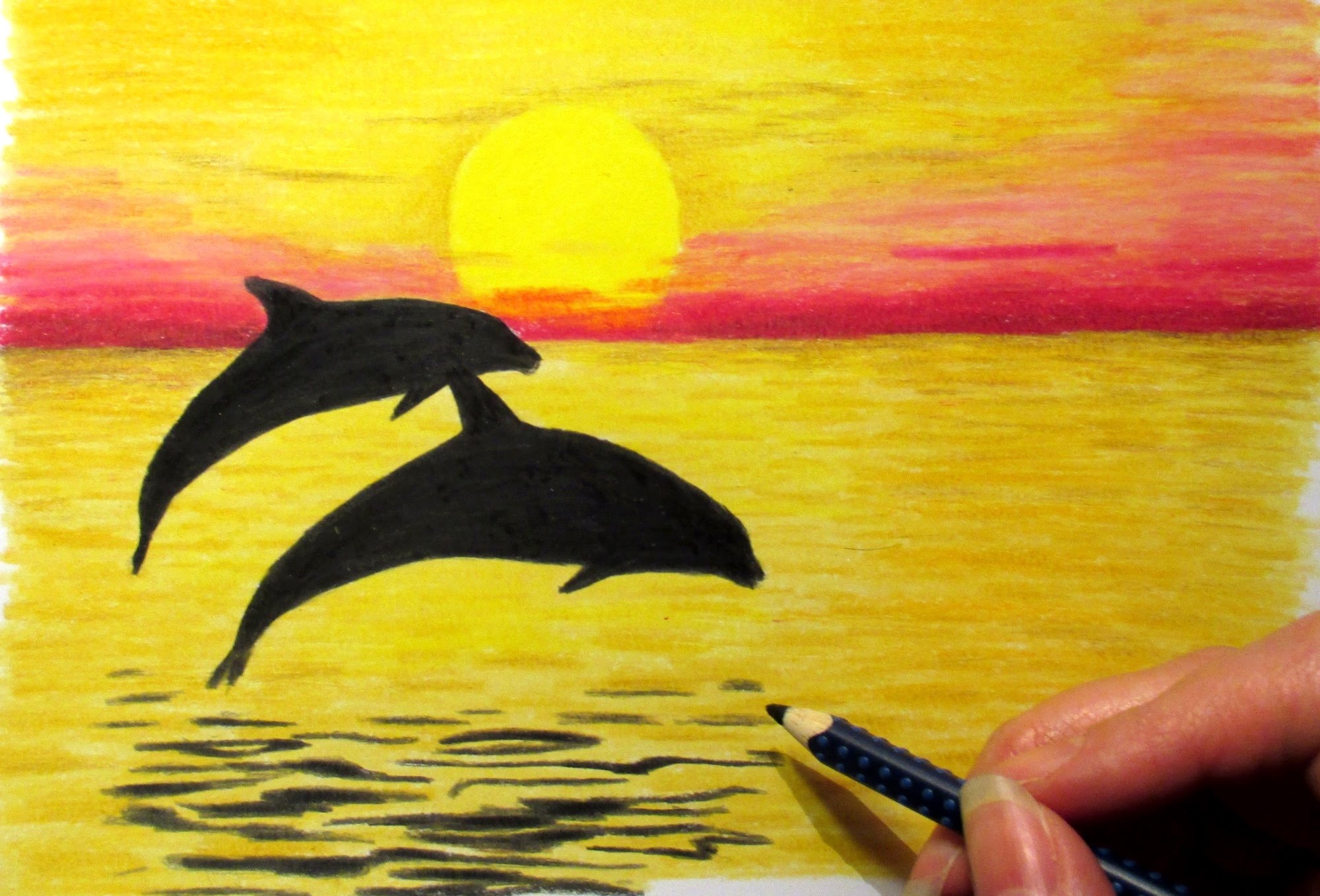 Sunrise scenery drawing with color pencil / Faber-Castell colour pencil  drawing / landscape drawing - YouTube