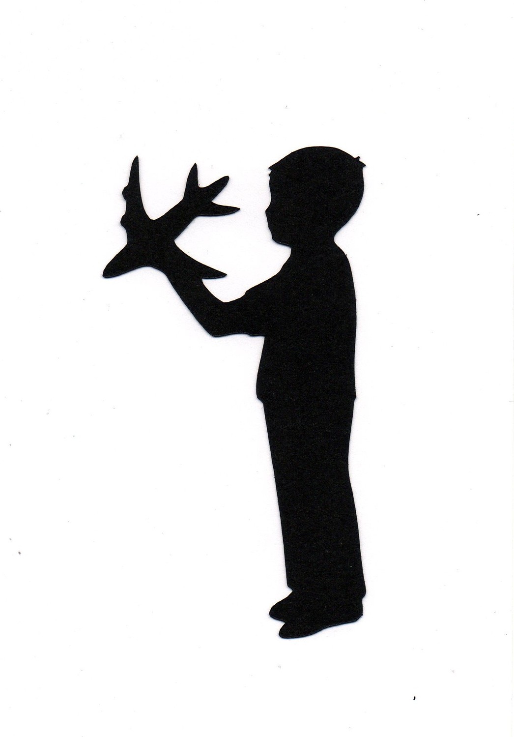 Boy with airplane Child Silhouette die cut by simplymadescrapbooks
