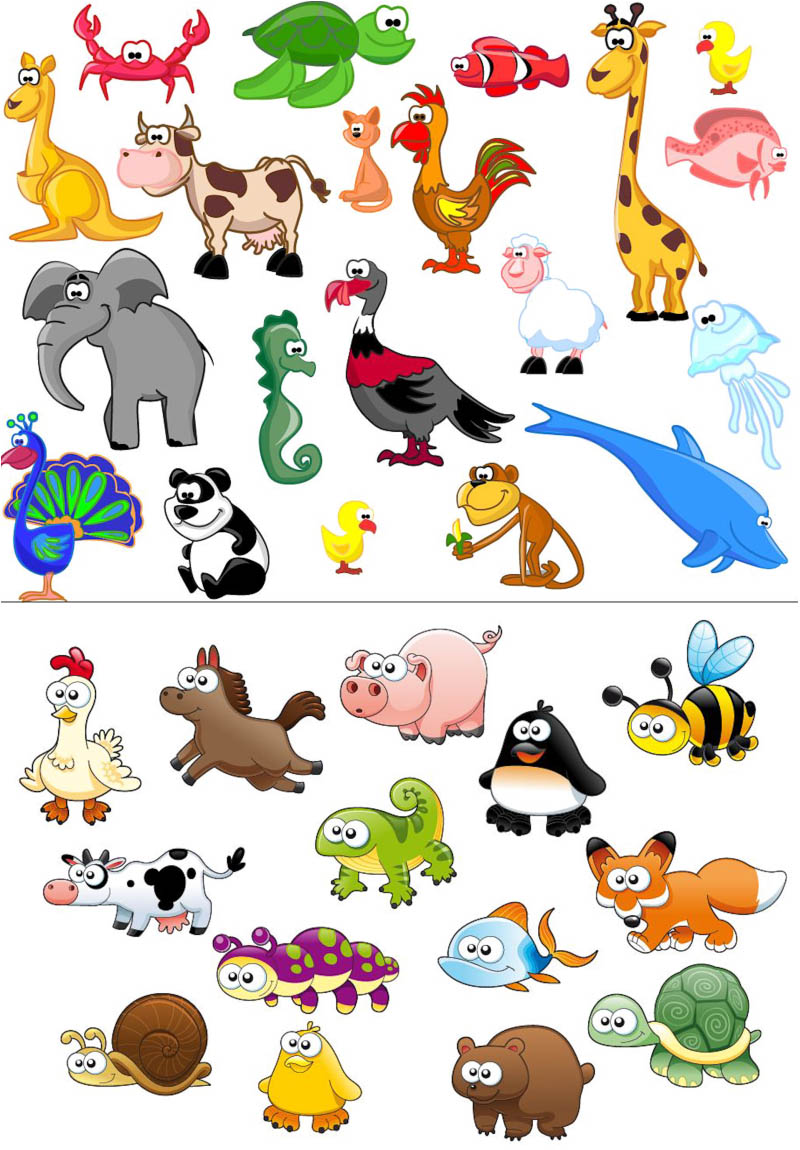 Beautiful cartoon animals vector | ai, eps, free download