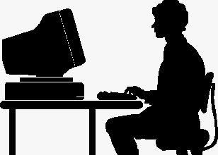 man on computer desk clipart - Clip Art Library