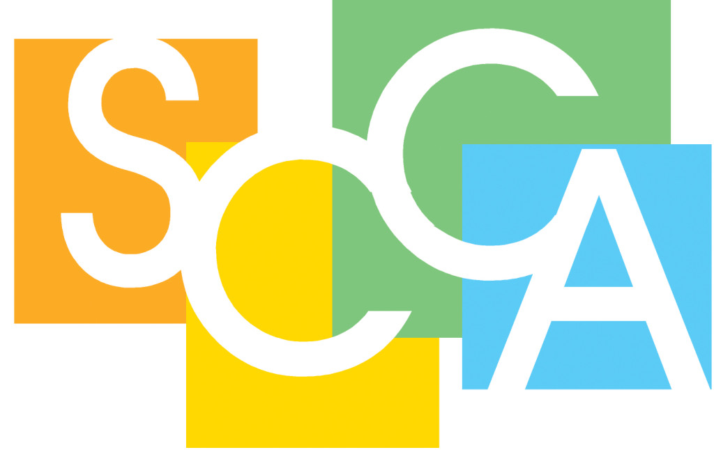 Colorful SCA logo with overlapping orange, green, yellow, and blue blocks forming white letters S, C, A.
