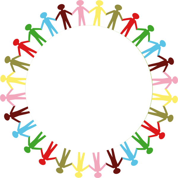 Circle Holding Hands Stick People Multi Coloured clip art - vector 