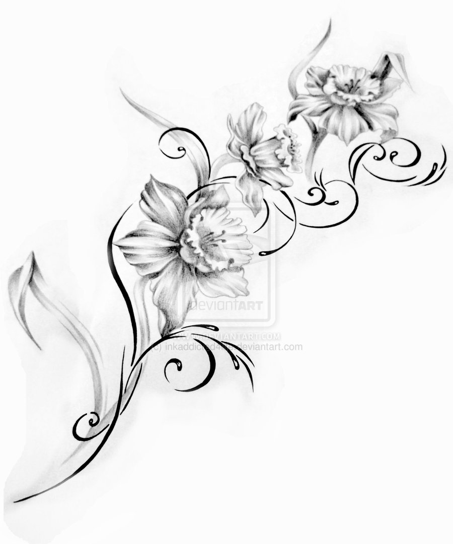 Free Black And White Daffodil Tattoo, Download Free Black And White Daffodil Tattoo png images, Free ClipArts on Clipart Library