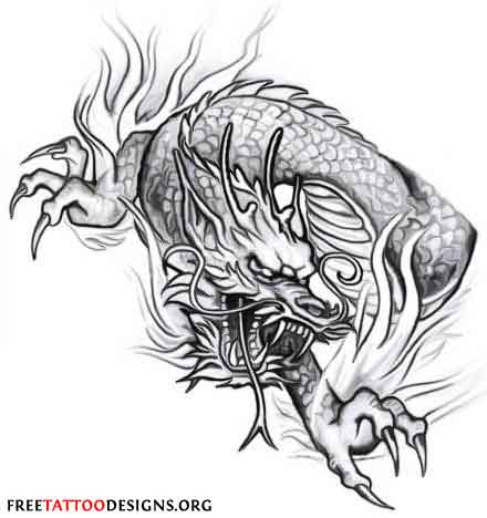 Blackwork Dragon Head Side Leg Tattoo  TATTOOGOTO