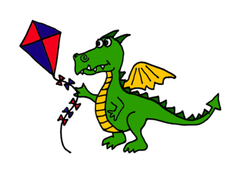 Friendly Dragon Flying a Kite - Whimsical Children’s Illustration