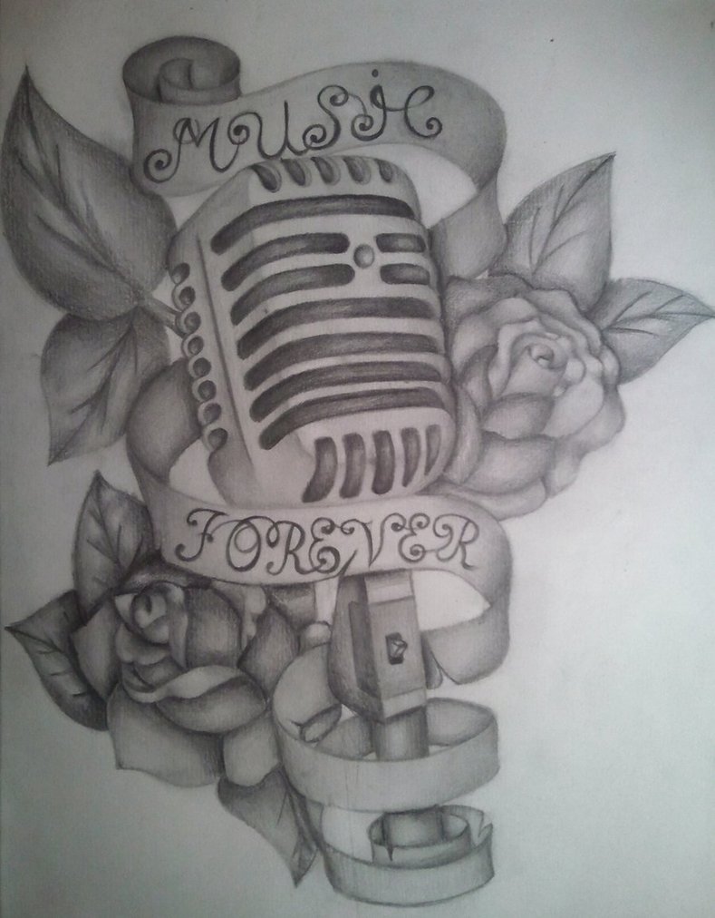 Red Rose Flowers and Music Notes 3D Tattoo On Side Rib