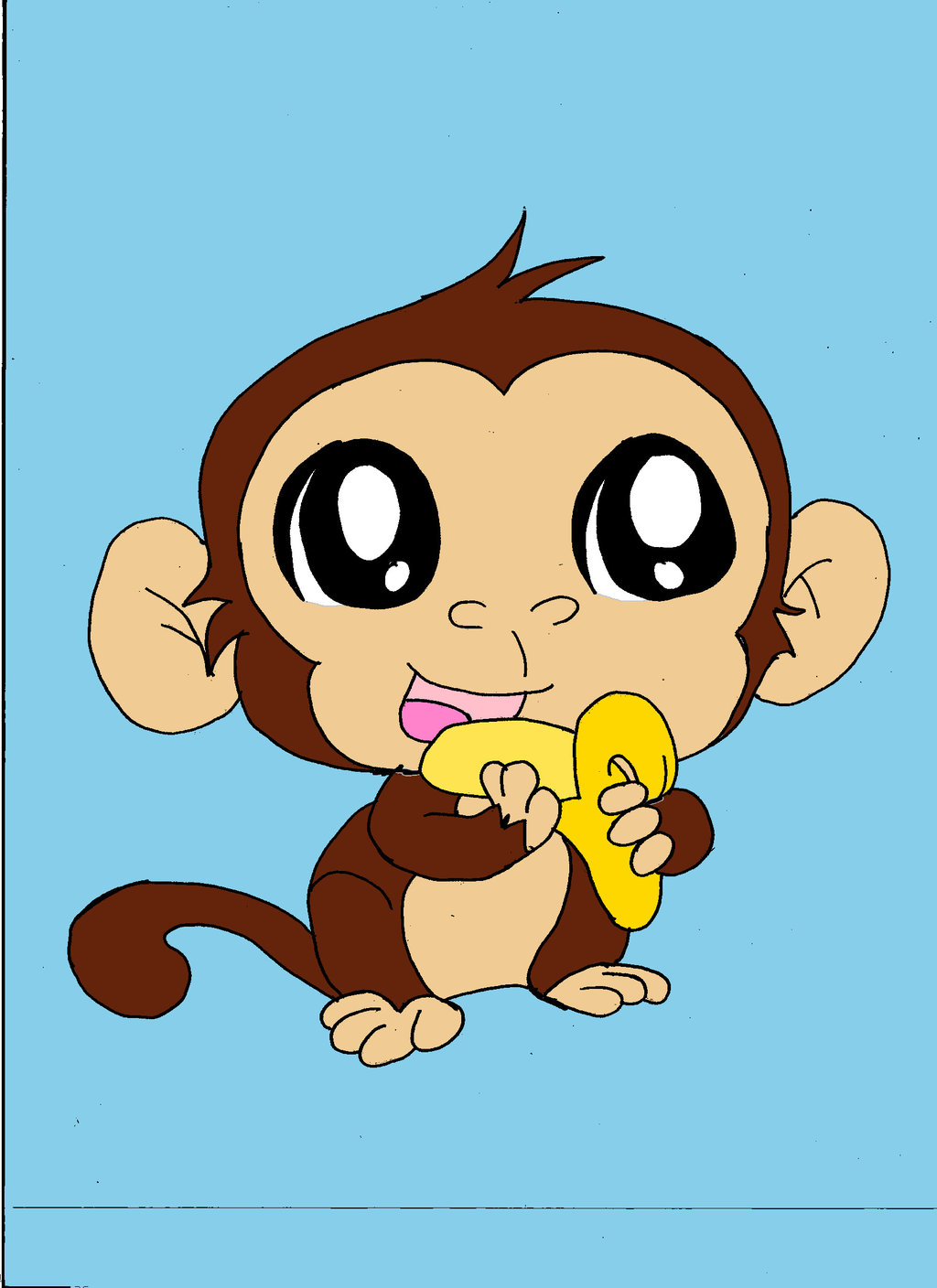line drawing cartoon crazy monkey - Stock Image - Everypixel