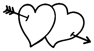 double heart clip art black and white