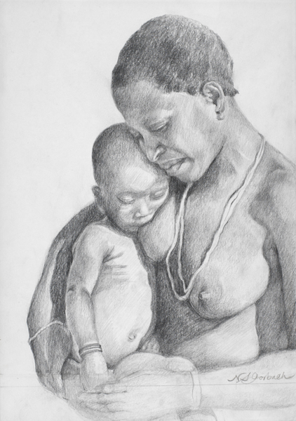 Mother And Child, Drawing by Inna Komarova | Artmajeur