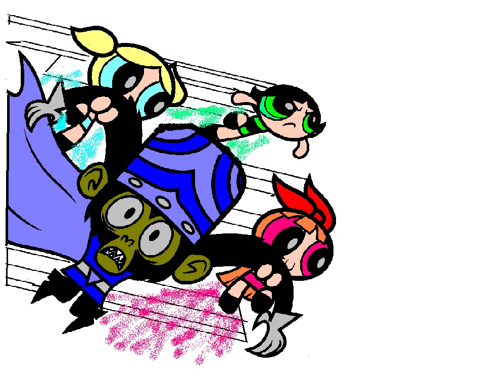 Powerpuff Girls vs. Villain - Classic Cartoon Action Scene
