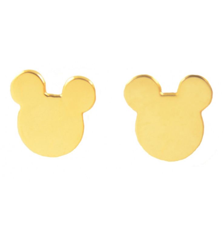Gold Plated Mickey Mouse Silhouette Stud Earrings