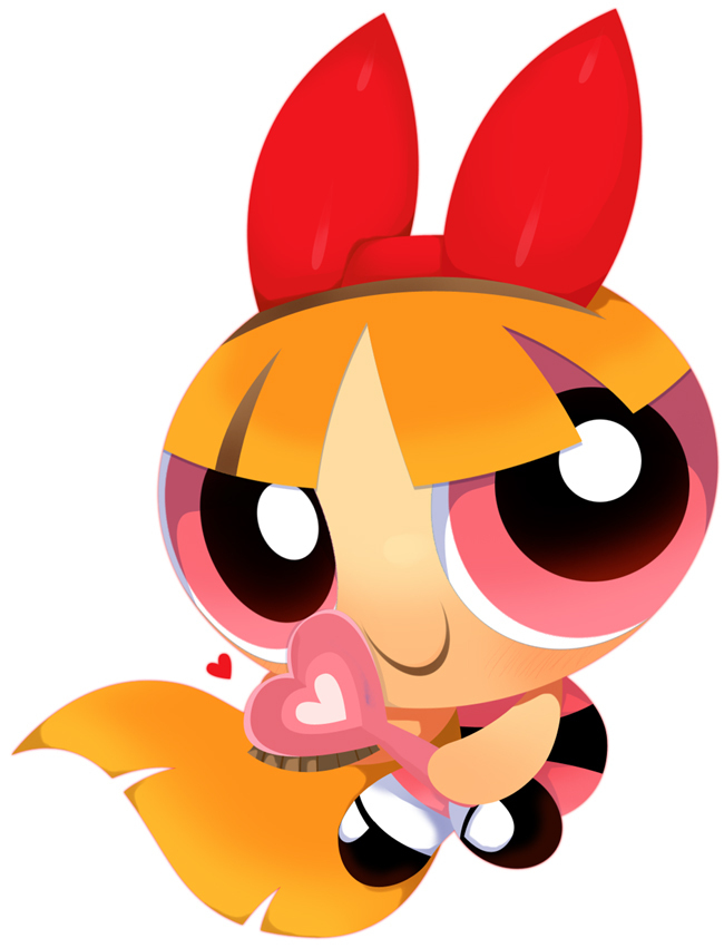 Blossom from The Powerpuff Girls - Iconic Cartoon Character with Heart Lollipop